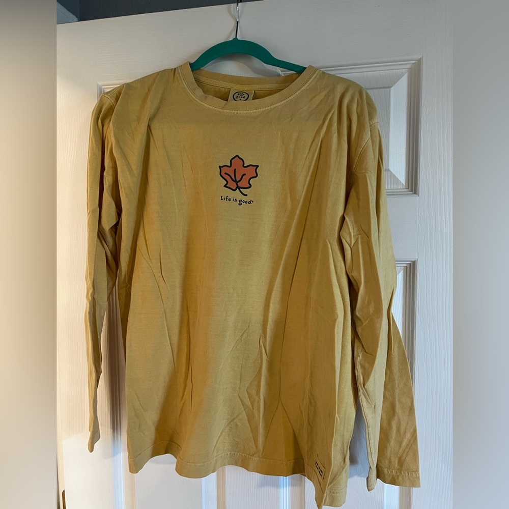 Life is Good Gold long Sleeved T-shirt. Size L.